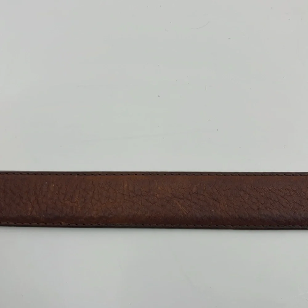 FOSSIL Brown Distressed Leather Belt with Brass Buckle & Tip - Men’s size 38